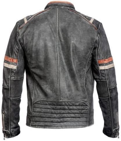 Men's Cafe Racer Leather Jacket-Vintage Retro Biker Leather Jacket-Cafe Racer Motorcycle Jacket