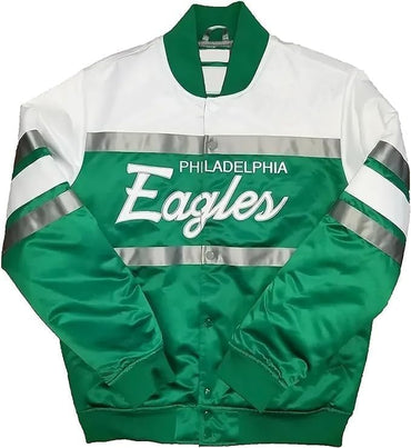 Men’s Philadelphia starter eagles varsity letterman baseball Satin bomber jacket - sublimation on fabric