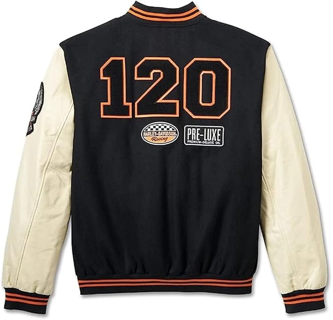 Men’s Harley Varsity Jacket | H-D Old School Letterman varsity Jacket with PU leather Sleeves Jacket for Men.