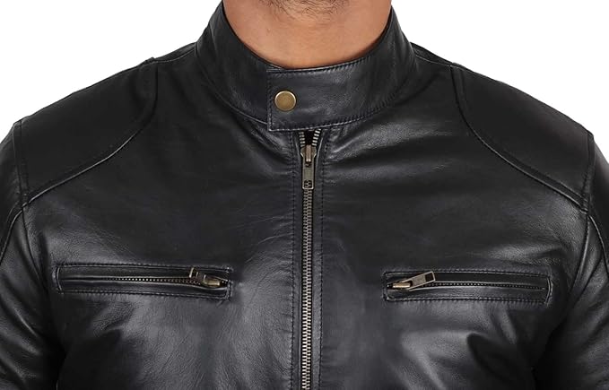 Blingsoul Leather Jackets For Men - Real Lambskin Motorcycle Style Men's Leather Jacket