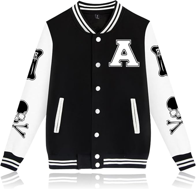 Men's Varsity Jacket Letter Print Causal Slim Fit Baseball Bomber Jacket Button Down letterman jacket