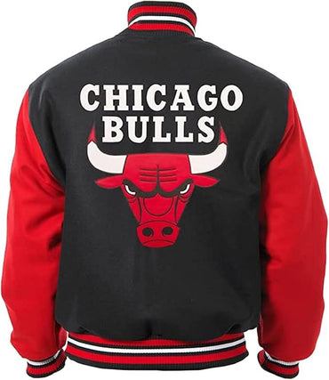 Men’s Chicago Vintage Bomber Letterman Baseball Varsity Black Leather Bull Jacket