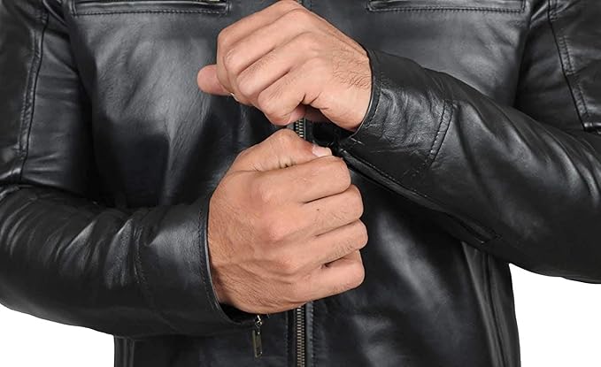 Blingsoul Leather Jackets For Men - Real Lambskin Motorcycle Style Men's Leather Jacket