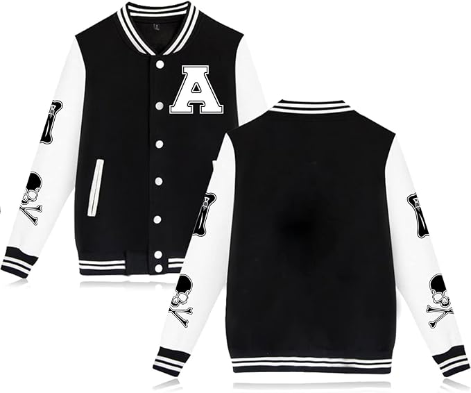 Men's Varsity Jacket Letter Print Causal Slim Fit Baseball Bomber Jacket Button Down letterman jacket