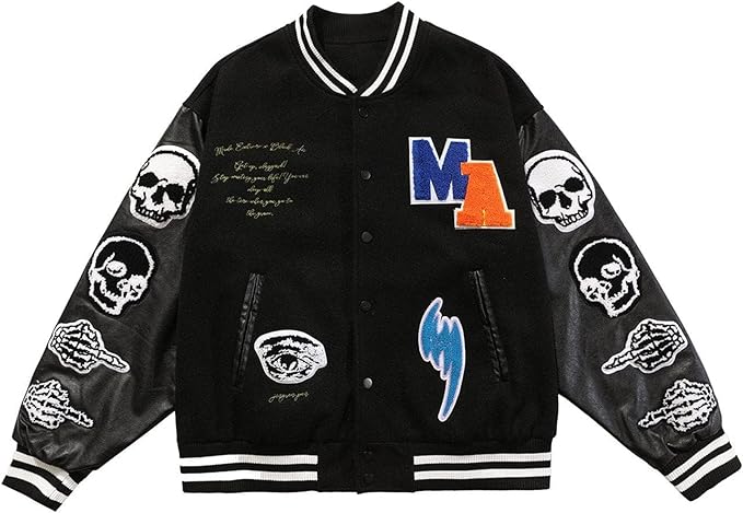 Bomber Motorcycle Jacket Blackair Moto Varsity Baseball Jacket Women Vintage Coats For Unisex