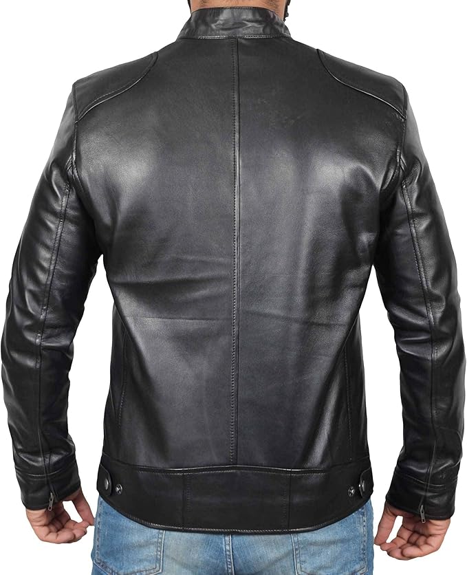 Blingsoul Leather Jackets For Men - Real Lambskin Motorcycle Style Men's Leather Jacket