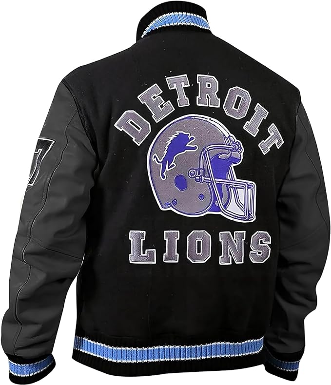 Detroit Lions Varsity Jacket with Classic Helmet Design