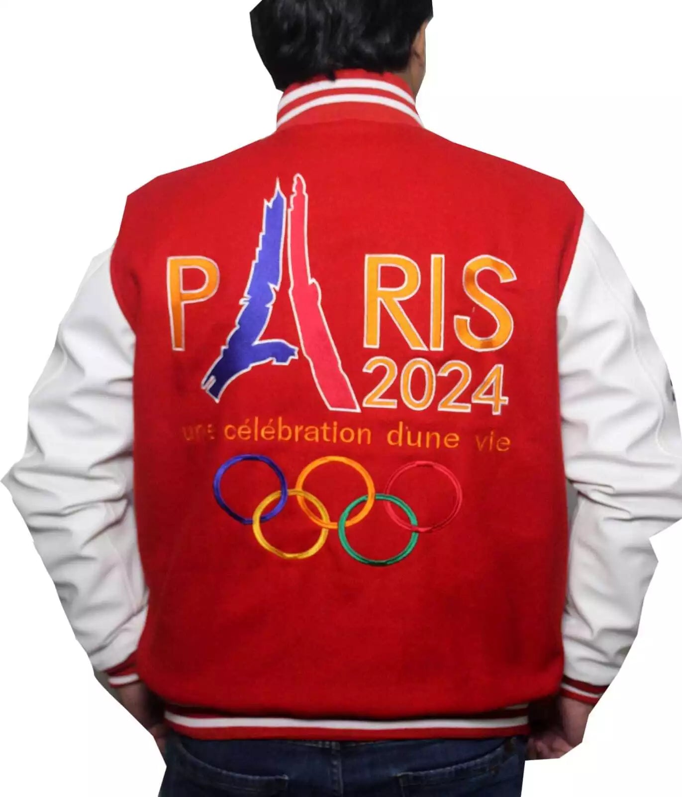 New Letterman Paris 2024 Olympics Varsity Jacket Wool & Faux Leather For Unisex