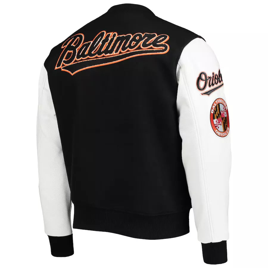 Letterman Baltimore Orioles Pro Standard Black and White Varsity Jacket