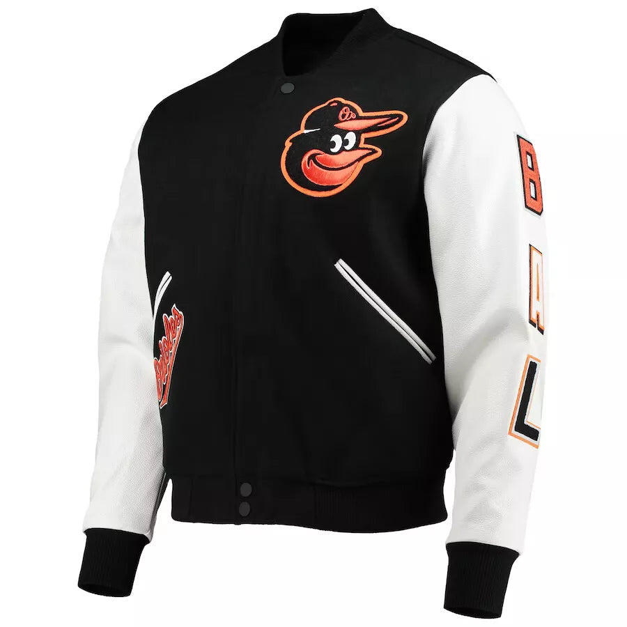 Letterman Baltimore Orioles Pro Standard Black and White Varsity Jacket